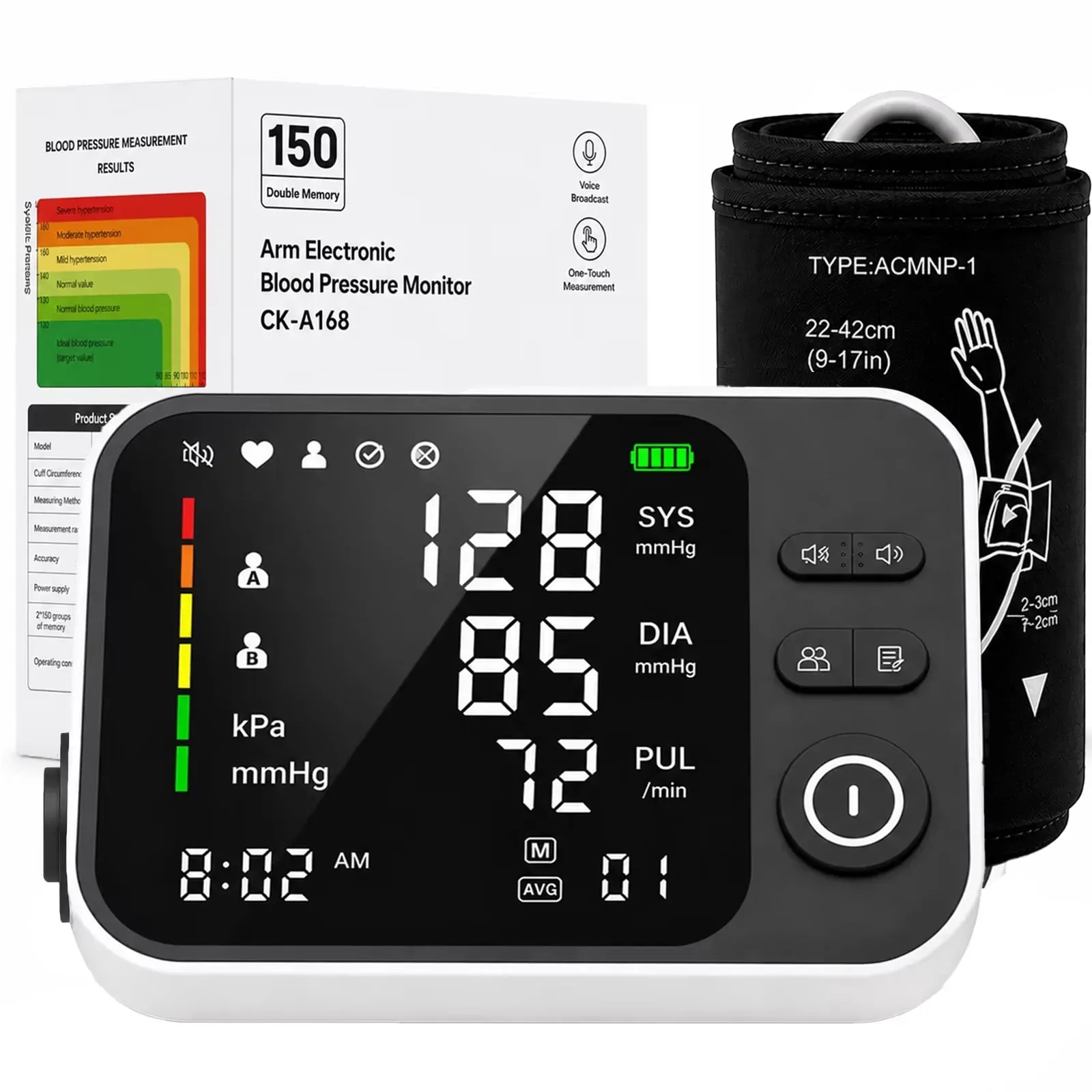 Automatic Upper Arm Blood Pressure Monitor,Voice Broadcast with Quick Mute, Large Cuff 8.7”-16.6”, (2-Pack)